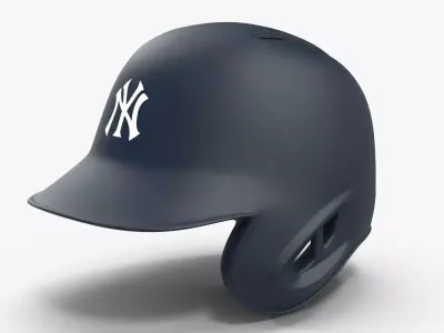 Baseball Helmet Red One Side NY Deep Blue Matte Low-poly 3D model