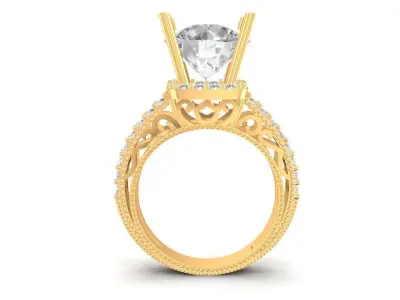 Classic Solitaire Engagement Diamond Ring for Women  1814 3D print model