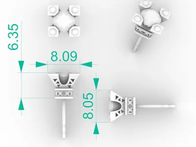 Eiffel Tower Diamond Earrings 3D print model