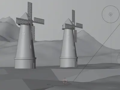 Windmill in the sunset time 3D model