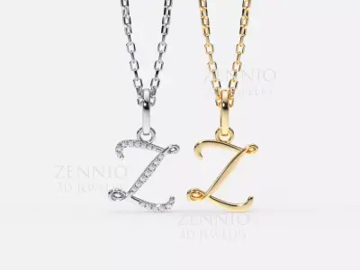 Initial Letter Z Alphabet pendant 3D print model
