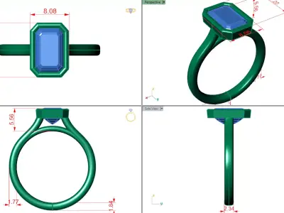 emerald bezel solitaire ring  3D print model