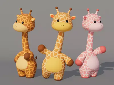 Rigged Cartoon Giraffe Low-poly 3D model