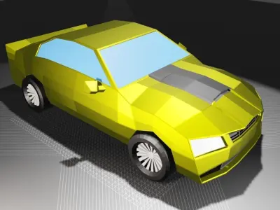 Yellow sport car Low-poly 3D model