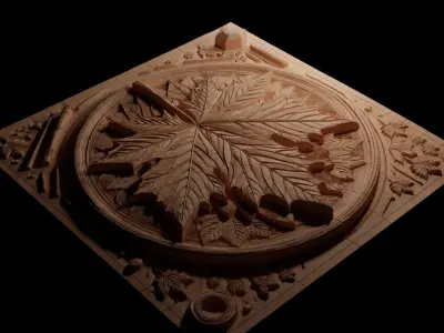 Maple Leaf CNC 3d Print High Relief Sand Casting 3D print model