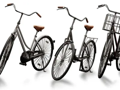 3 Bicycles bicycle Low-poly 3D model
