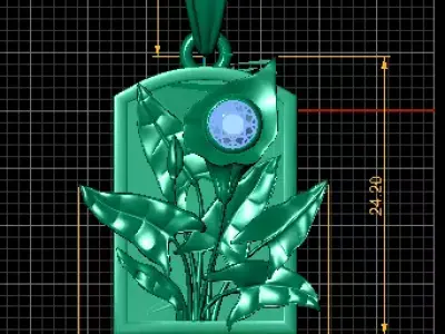 Floral Relief Rectangle Pendant 3D Printable Model 3D print model