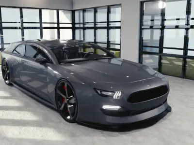 BLENDER EEVEE Brandless Extended Wheelbase 2 door shooting brake Low-poly 3D model