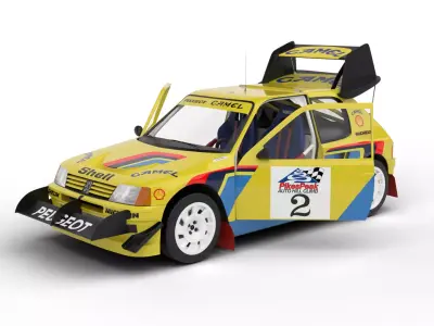 Peugeot 205  T16 Turbo Pikes Peak 1987 HQ 3d model 3D model