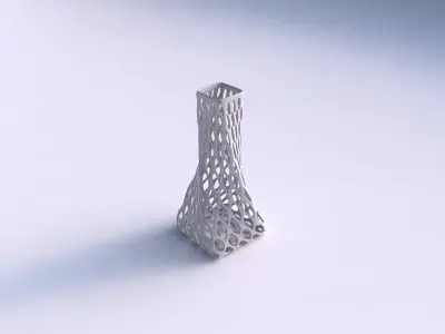 Vase twisted squeezed quadratic with bubble grid lattice 3D print model