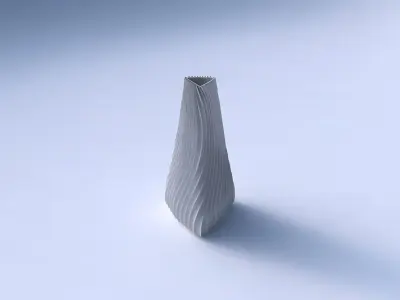 Vase puffy tipped triangle with wavy extruded lines 4 3D print model
