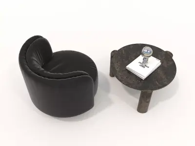 Modern Coffee Table and Armchair Set 47 3D model