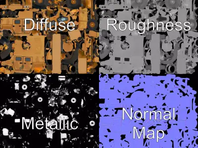 Desert Armored Vehicle model pack Low-poly 3D model