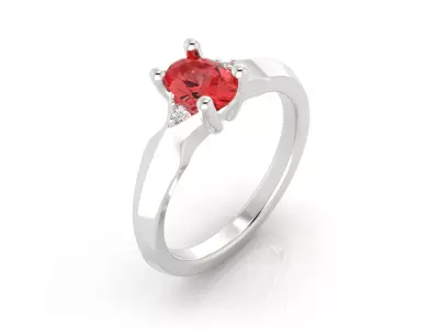 D-1441 engagement ring with ruby stone 3D print model