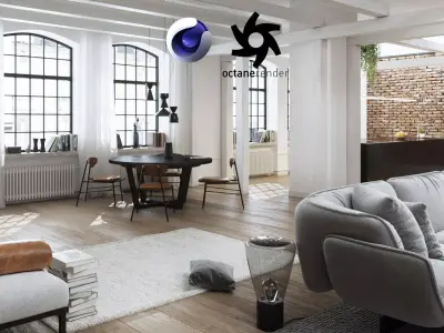 Workshop Apartment in London Cinema 4D and Octane Render 3D model