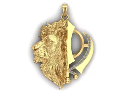 Khanda Lion Pendant 3D print model