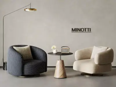 Italian-style Minimalist Leisure Chair 3D model