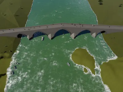 roman bridge Low-poly 3D model