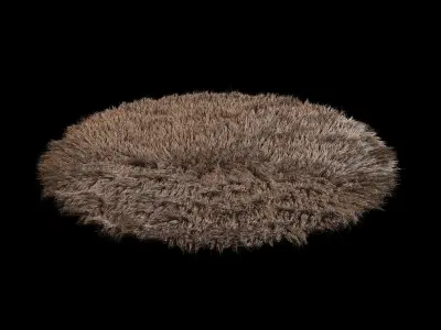 Round rug Flokati 01 3D model
