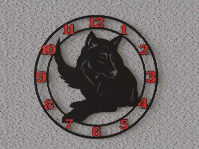 wolf wall clock 3D print model