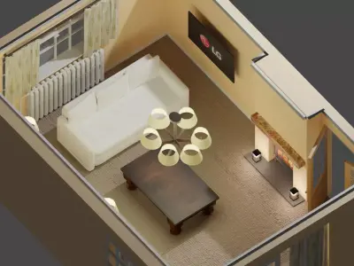 Living Room 3D model 12