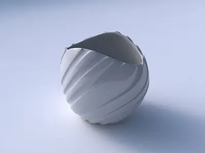 Bowl compressed 3 with twisted smooth ribbons 3D print model