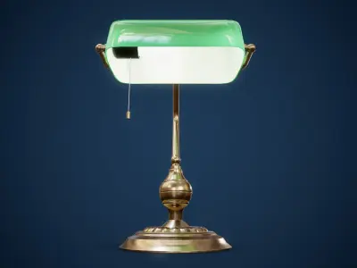 Bankers Lamp PBR Game Ready Low-poly 3D model