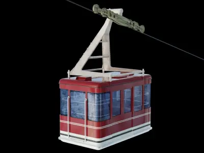 cablecar cable car Low-poly 3D model