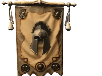 Ancient Warrior Banner Spartan Low-poly 3D model