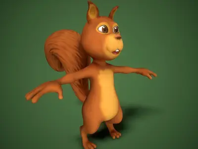 cartoon squirrel Low-poly 3D model