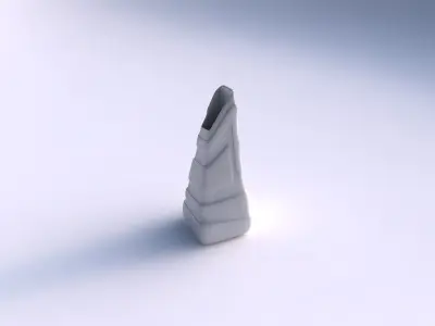 Vase top bent rectangle with smooth ribbons 3D print model