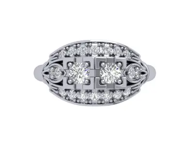 Art Deco Ring 3D print model 7