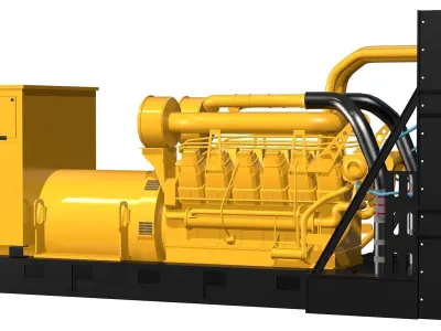 Yellow Industrial Generator Model 3D model