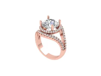 Solitaire Engagement Art Deco Ring 3D print model 4