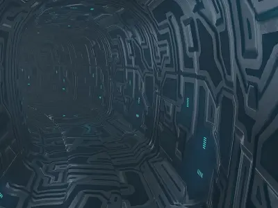 Sci-fi Snake Tunnel Walkable  Interiore Asset Low-poly 3D model