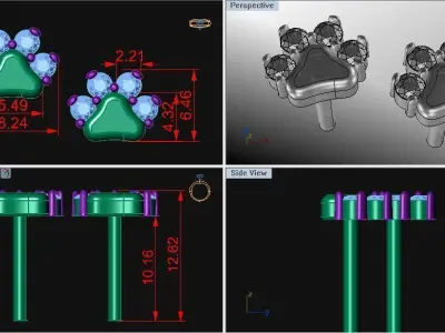 Paw earrings Studs earrings 3D print model