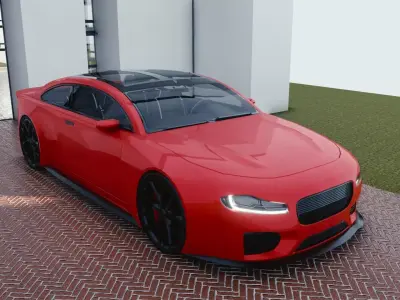 BLENDER EEVEE Brandless Mid Size 2 door sedan Low-poly 3D model