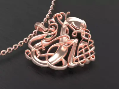 3D print model heart pendant  Viking heart with celtic ornament 3D print model