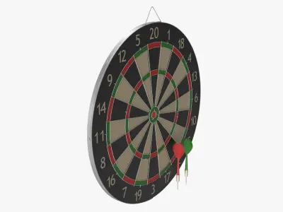 Dartboard dart board with two darts Low-poly 3D model