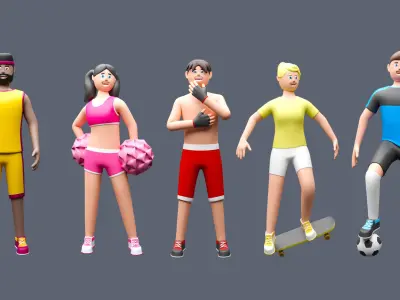 Cartoon characters 1 04 sport  Low-poly 3D model