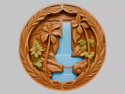 Wooden Carved Emblem Low-poly 3D model