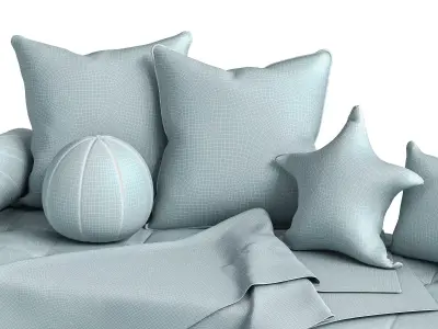 Decorative set of Christmas pillows for the windows 3D model
