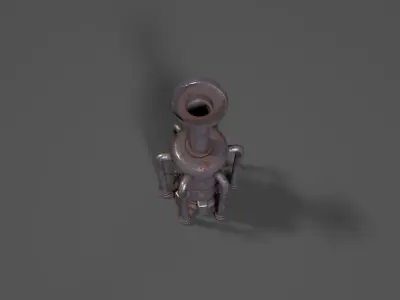 Vertical rusty sci-fi device - generator column Low-poly 3D model