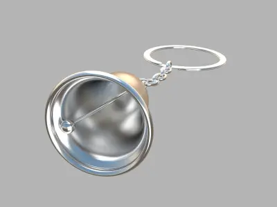 bell key chain silver 3D model