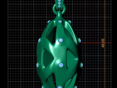 Modern Sculptural Gemstone Pendant 3D Printable Model 3D print model