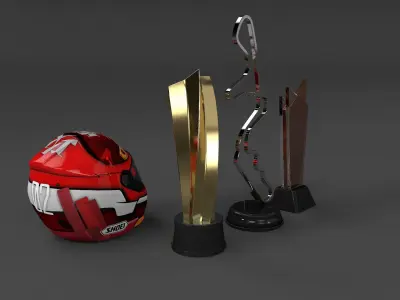 Trophy and Helmet Low-poly 3D model