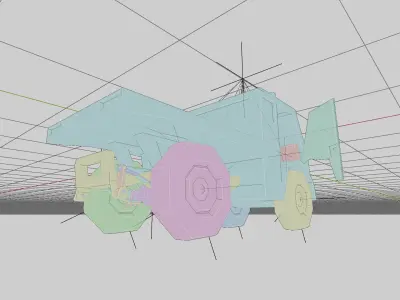 Miniature Cool Truck - Rigged For Animation - Ultra-Low Poly Low-poly 3D model
