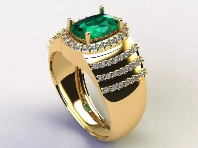 Gents Diamond Ring 3dm render 3D print model 3D print model