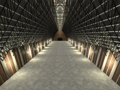 Warehouse with cathedral space 3D model