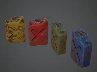 Canister PBR Game Ready Low Poly three rusty gas cans Low-poly 3D model